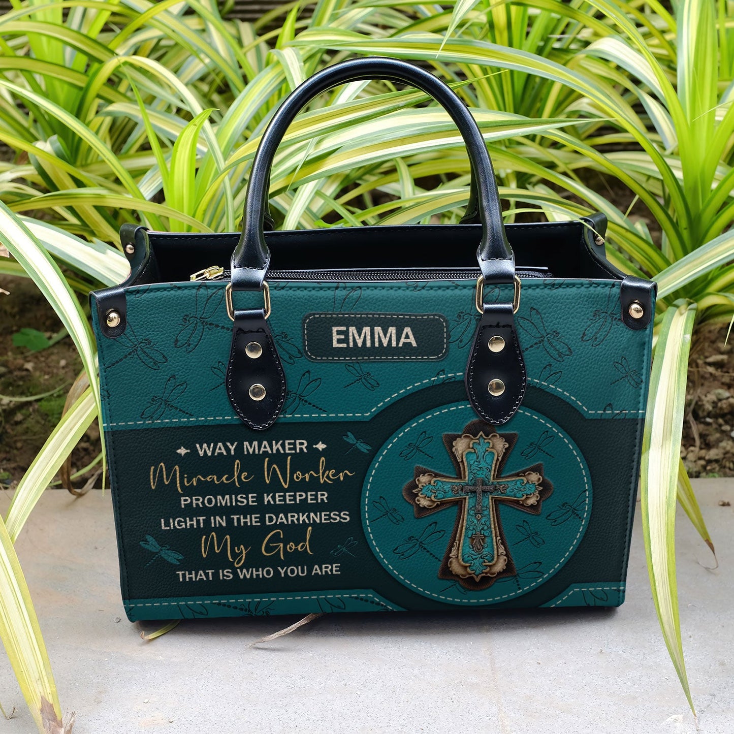 Way Maker Miracle Worker Dragonfly Leather Bag