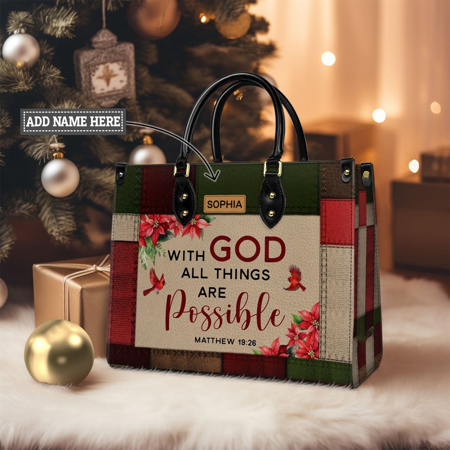 With God All Things Are Possible Matthew 19 26 Leather Bag