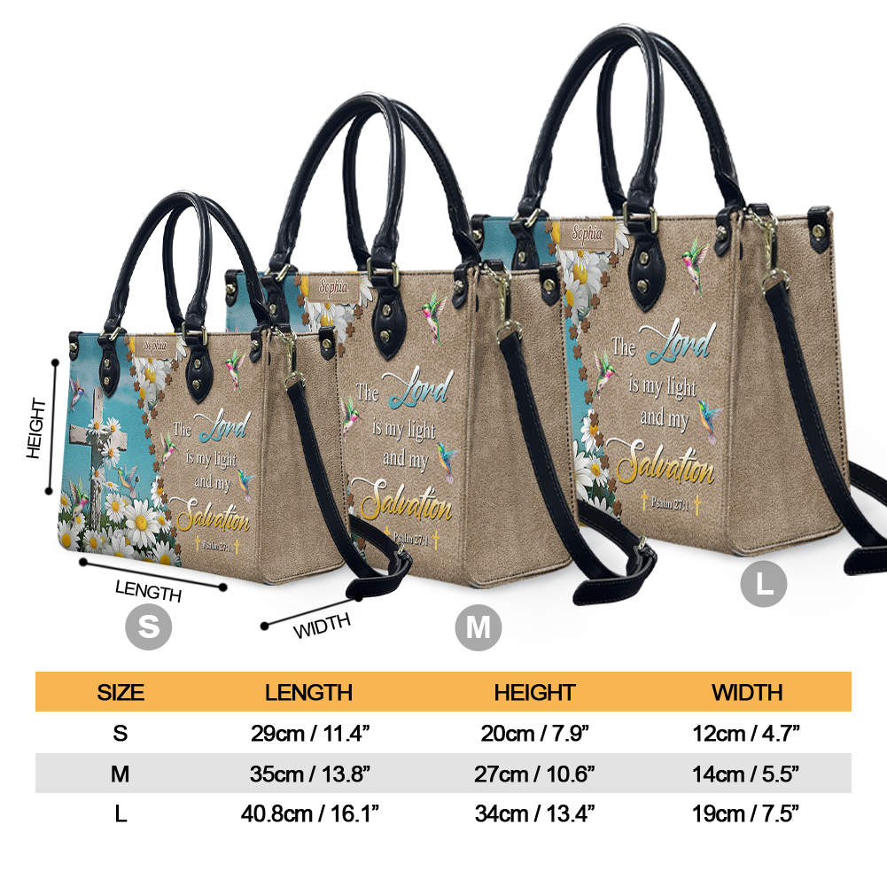 The Lord Is My Light And My Salvation Psalm 27 1 Hummingbird Daisy Leather Bag