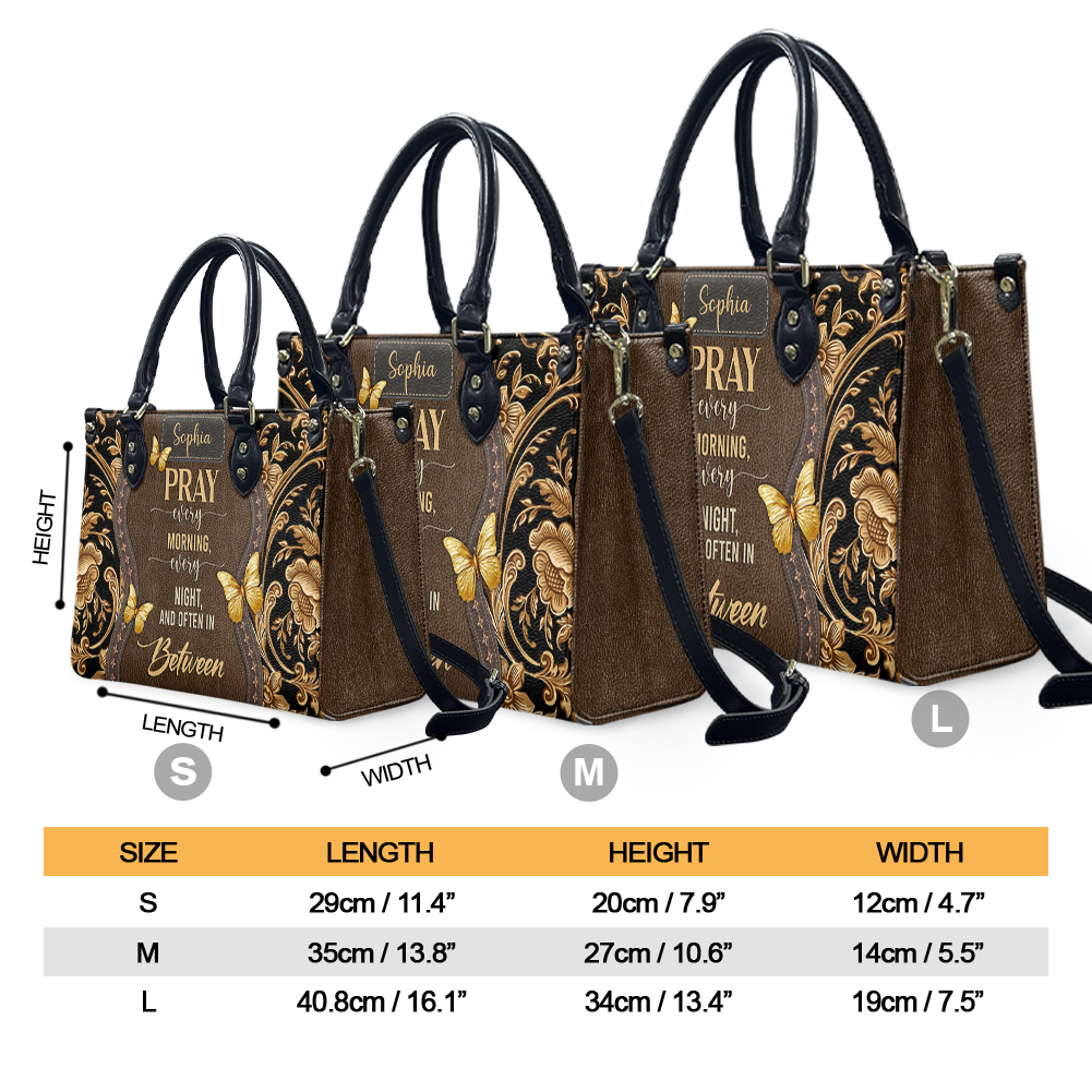 Pray Every Morning Dragonfly Leather Bag