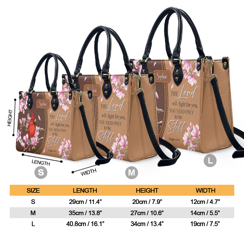 The Lord Will Fight For You Exodus 14 14 Cardinal Leather Bag