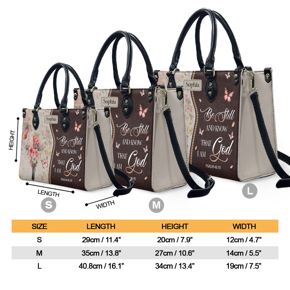 Faith Cross Butterfly Flower Custom Quote Leather Bag