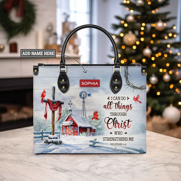 I Can Do All Things Through Christ Who Strengthens Me Philippians 4 13 Cardinal Leather Bag