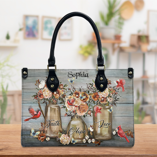 Faith Hope Love Wooden Style Leather Bag
