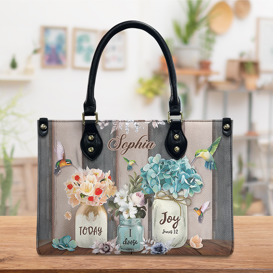 Today I Choose Joy James 1 2 Hummingbird Flower Leather Bag