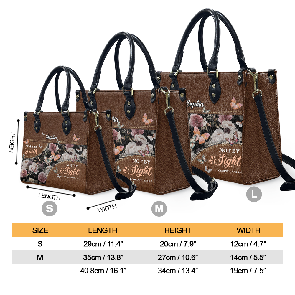 Walk By Faith Not By Sight 2 Corinthians 5 7 Butterfly Flower Leather Bag