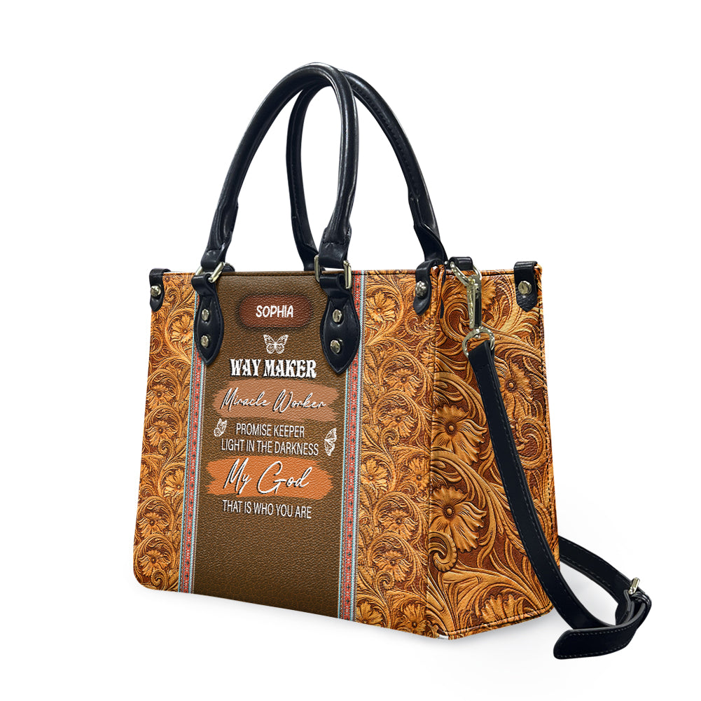 Way Maker Miracle Worker Butterfly Carving Style Leather Bag