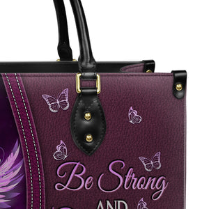 Be Strong And Courageous Joshua 1 9 Butterfly Purple Rose Leather Bag