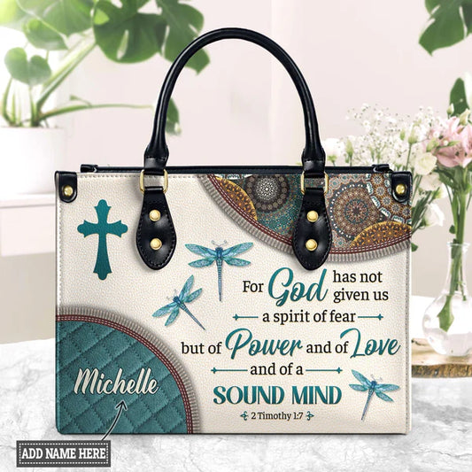 For God Has Not Given Us A Spirit Of Fear 2 Timothy 1 7 Dragonfly Mandala Leather Ba