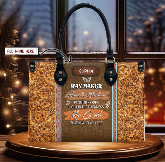 Way Maker Miracle Worker Butterfly Carving Style Leather Bag