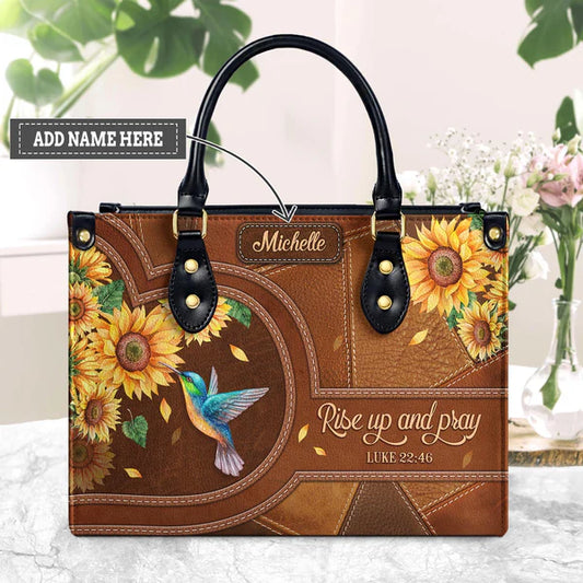 Rise Up And Pray Luke 22 46 Sunflower Hummingbird Leather Bag