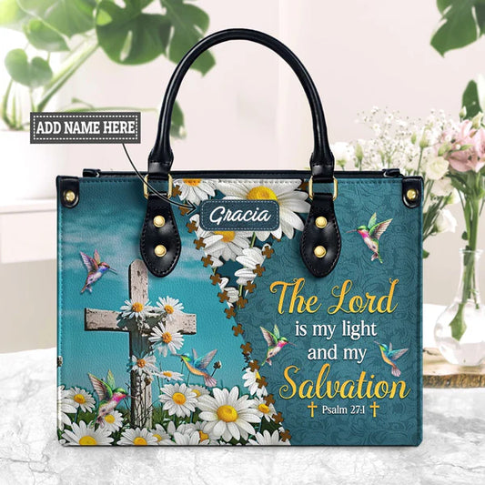 The Lord Is My Light And My Salvation Psalm 27 1 Hummingbird Daisy Leather Bag