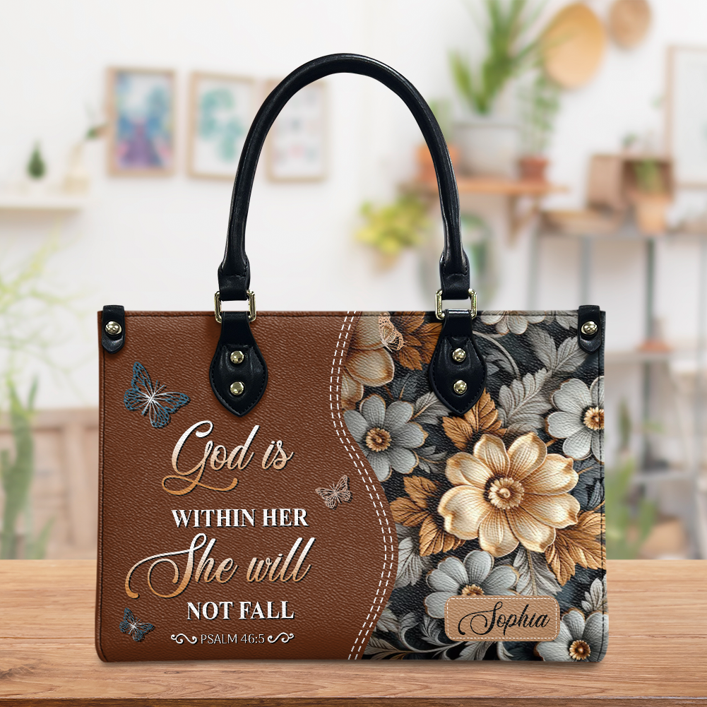 Faith Butterfly Leather Carving Custom Quote Leather Bag