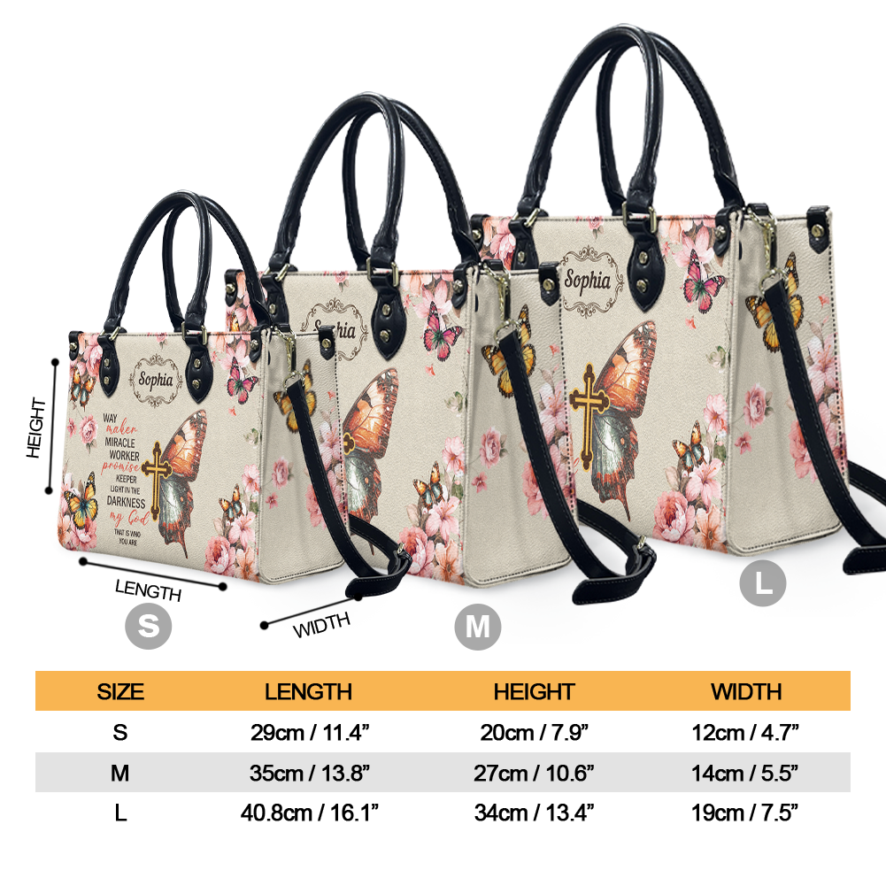 Way Maker Miracle Worker Vintage Butterfly Flower Leather Bag