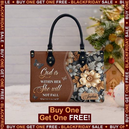 Faith Butterfly Leather Carving Custom Quote Leather Bag