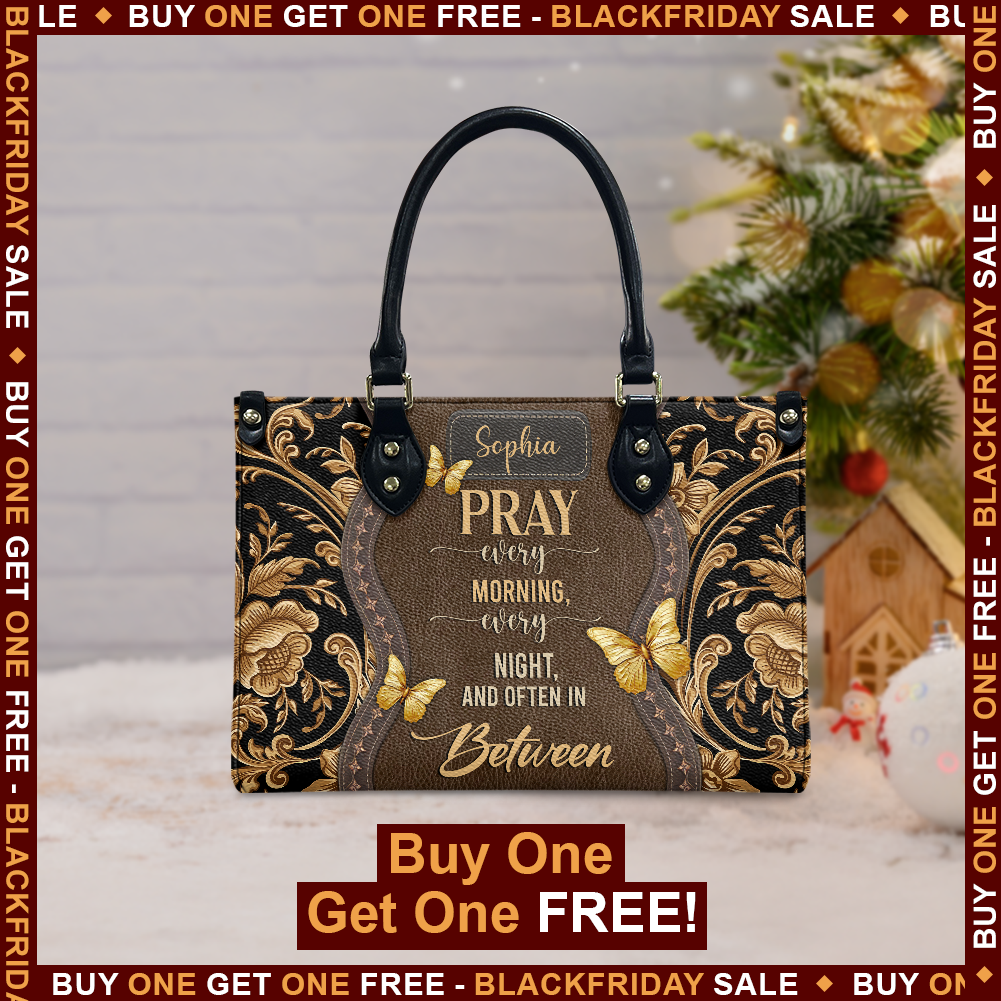 Pray Every Morning Dragonfly Leather Bag