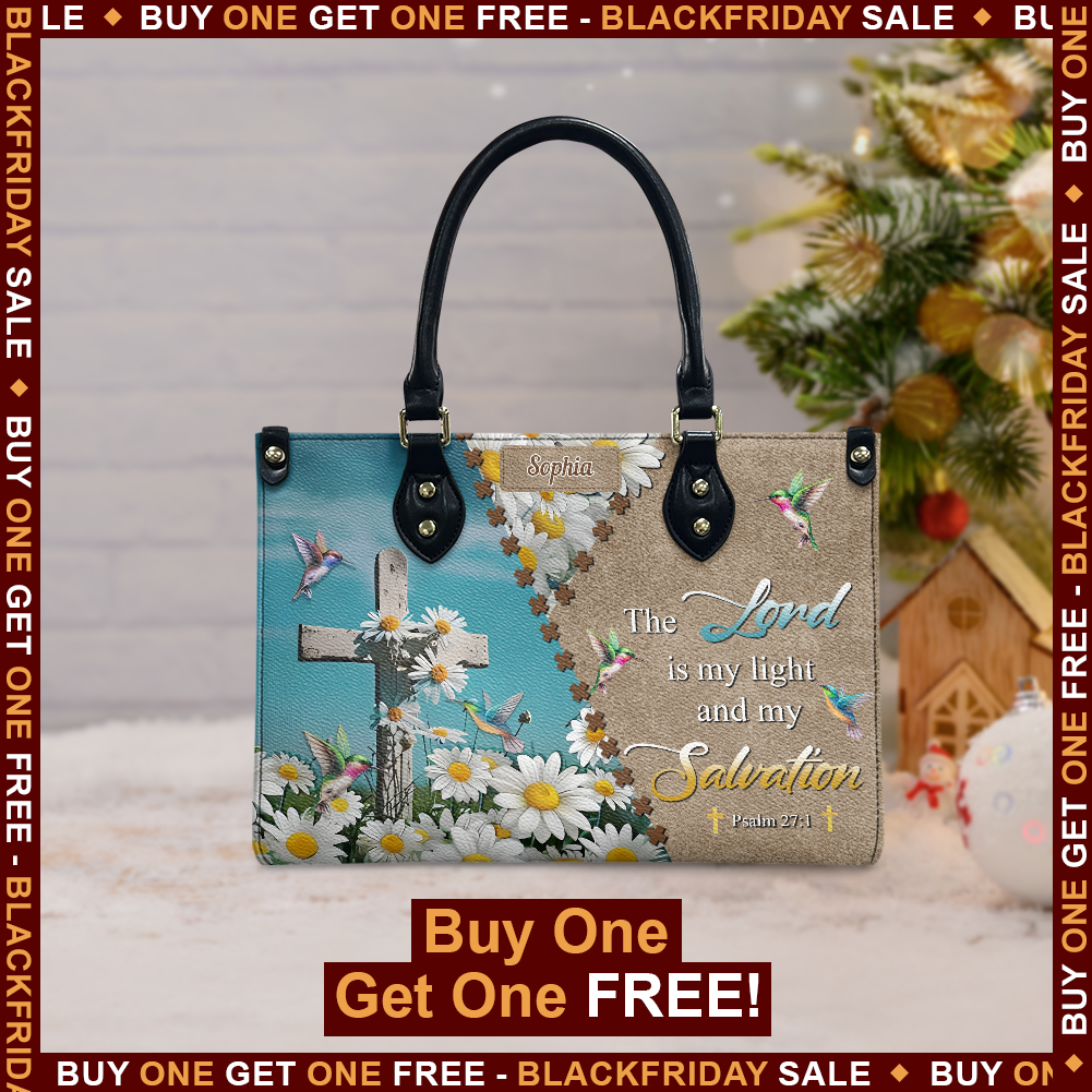 The Lord Is My Light And My Salvation Psalm 27 1 Hummingbird Daisy Leather Bag
