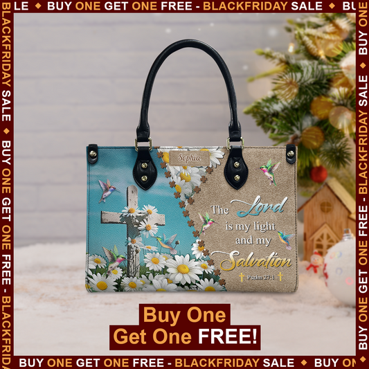 The Lord Is My Light And My Salvation Psalm 27 1 Hummingbird Daisy Leather Bag