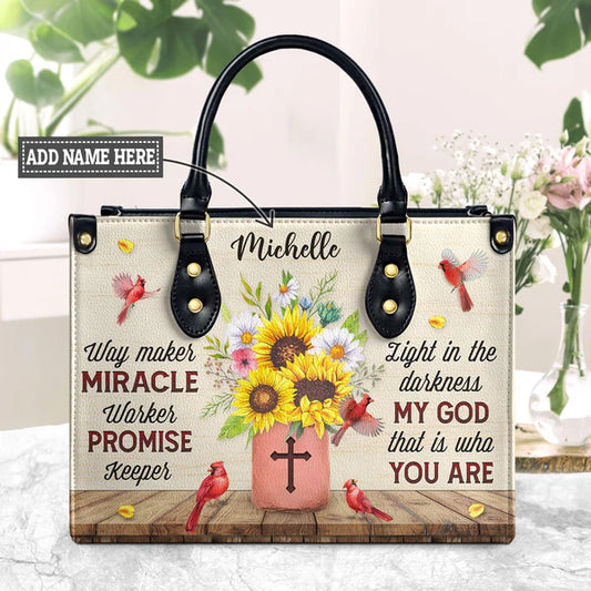 Way Maker Miracle Worker Cardinal Flower Vase Leather Bag
