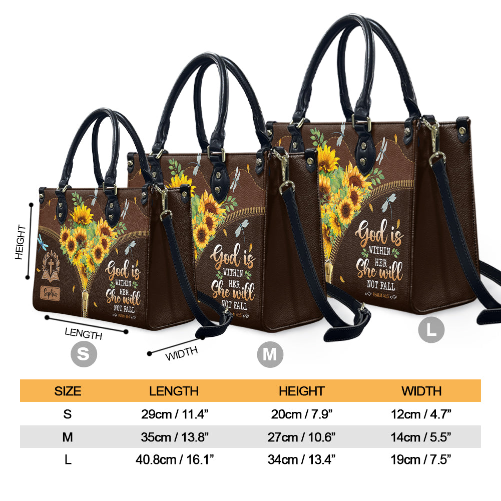 Faith Flower Dragonfly Custom Quote Leather Bag