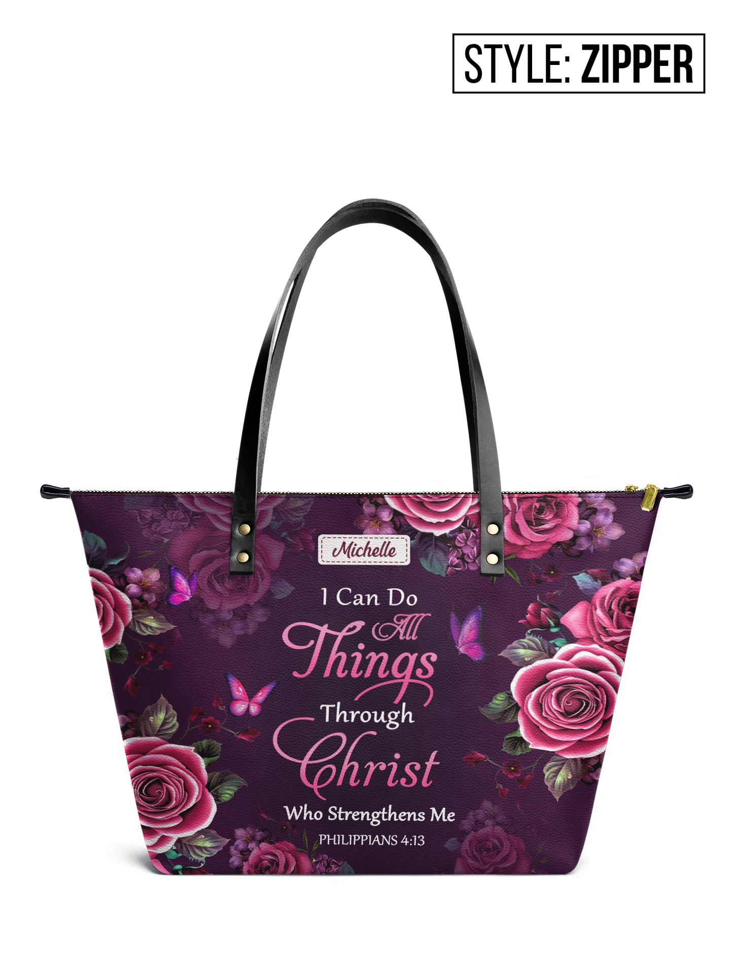 I Can Do All Things Through Christ Who Strengthens Me Philippians 4 13  Leather Tote Bag