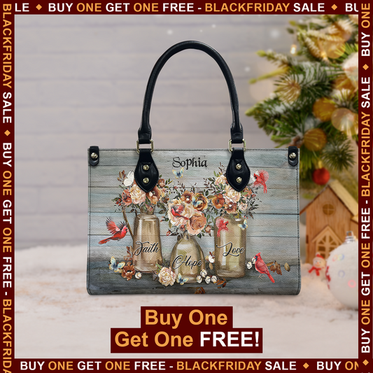 Faith Hope Love Wooden Style Leather Bag