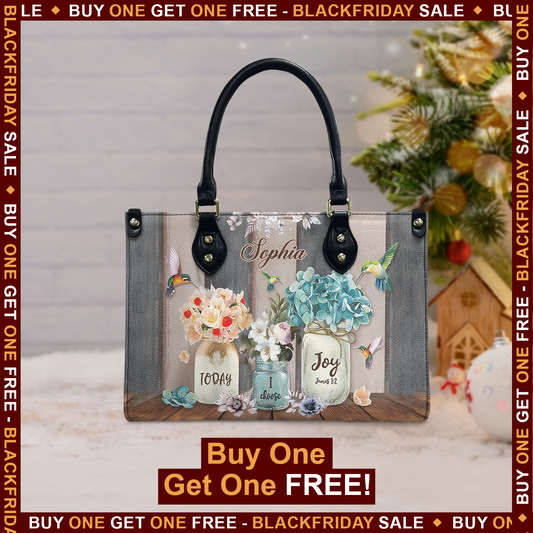 Today I Choose Joy James 1 2 Hummingbird Flower Leather Bag