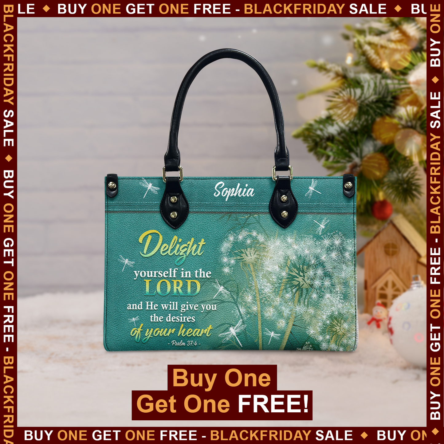 Delight Yourself In The Lord Psalm 37 4 Dandelion Dragonfly Leather Bag