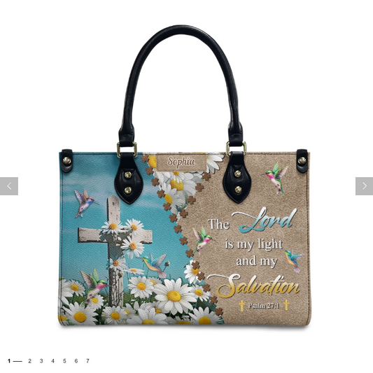 The Lord Is My Light And My Salvation Psalm 27 1 Hummingbird Daisy Leather Bag